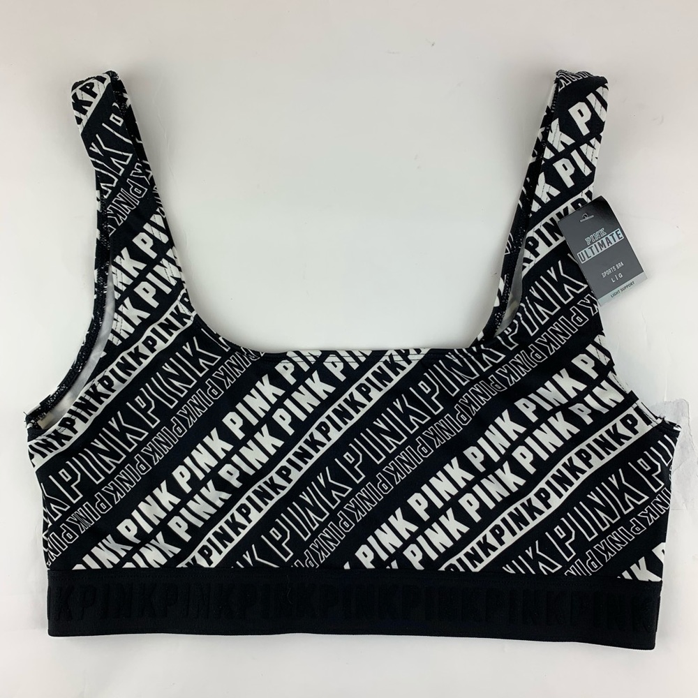 VS Pink Logo Ultimate Sports Bra Large NWT